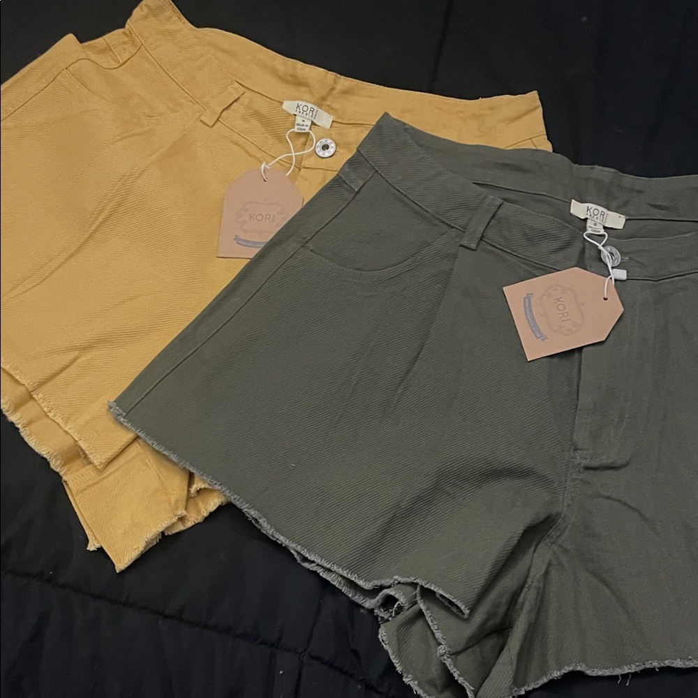 Kori High Waist Shorts - Mustard and Olive
